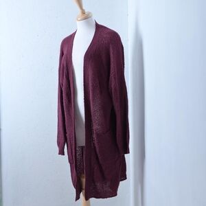 Gentle Fawn | Burgundy red long knit cardigan sweater